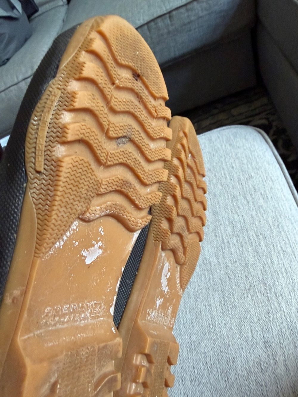 Sperry Brown Suede Loafers with Leopard-Print Trim - Picture 5 of 7